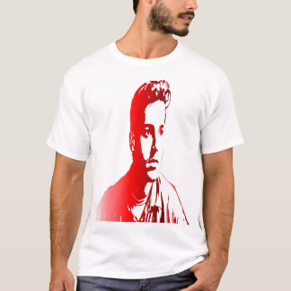 red and white portrait of a man with a concerned e T-Shirt