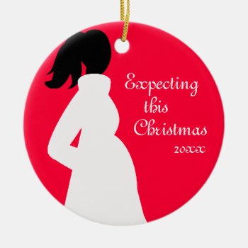 Red And White Pregnancy Ornament by BellaMommyDesigns at Zazzle