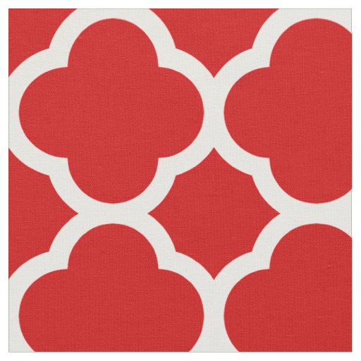 Red and White Quatrefoil Pattern Fabric