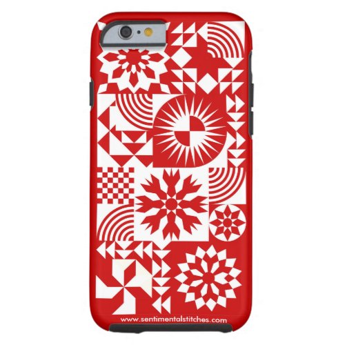 Red and White Quilt iPhone 6 _ Red Border Tough iPhone 6 Case