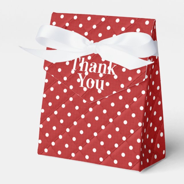 Red and White Quilted Polka Dots Favor Boxes (Front Side)