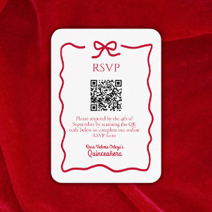 Red and White Quinceañera  Enclosure Card