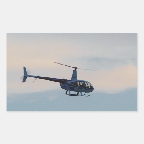 Red and White R44 Helicopter Rectangular Sticker