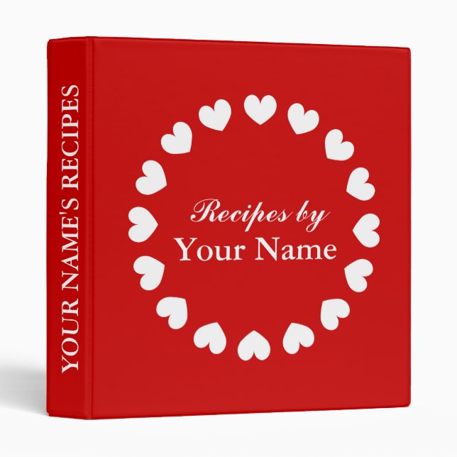 Red and white recipe binder | Personalize cookbook (Front/Spine)