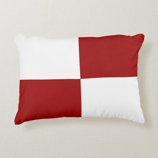 Red and White Rectangles Accent Pillow (Front)