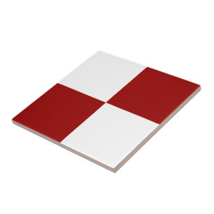 Red and White Rectangles Ceramic Tile