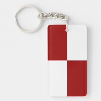 Red and White Rectangles Keychain
