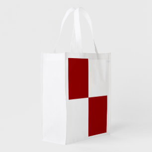 Red and White Rectangles Reusable Grocery Bag