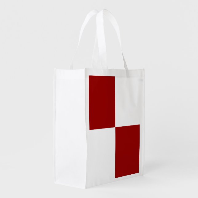 Red and White Rectangles Reusable Grocery Bag (Back Side)