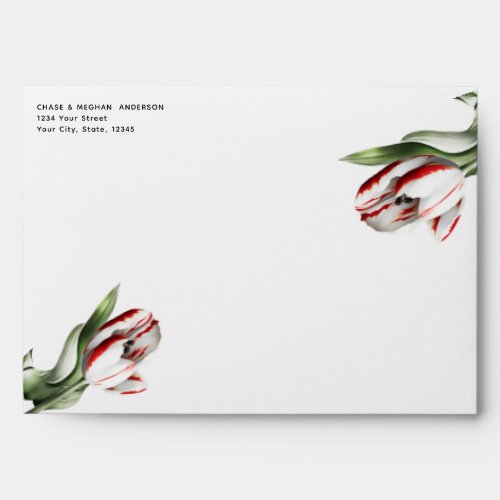 Red and White Rembrandt Tulips Envelope