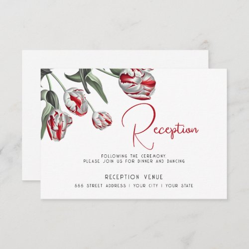 Red and White Rembrandt Tulips Invitation