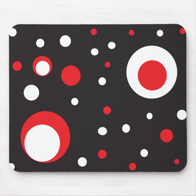 Red and White Retro Circle Mousepad (Front)
