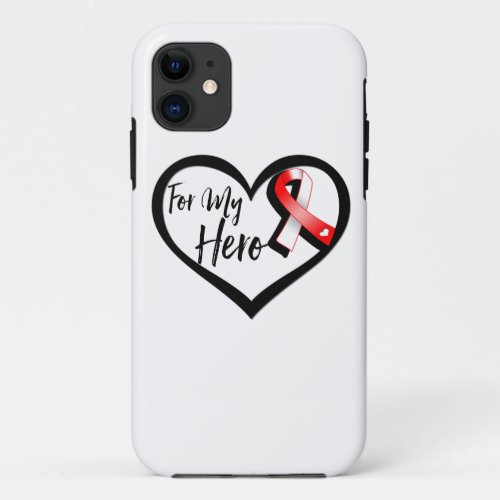 Red and White Ribbon For My Hero iPhone 11 Case