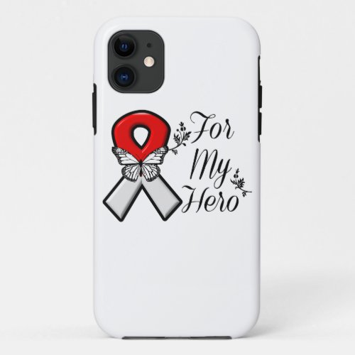 Red and White Ribbon For My Hero iPhone 11 Case