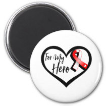 Red and White Ribbon For My Hero Magnet