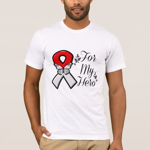 Red and White Ribbon For My Hero T_Shirt