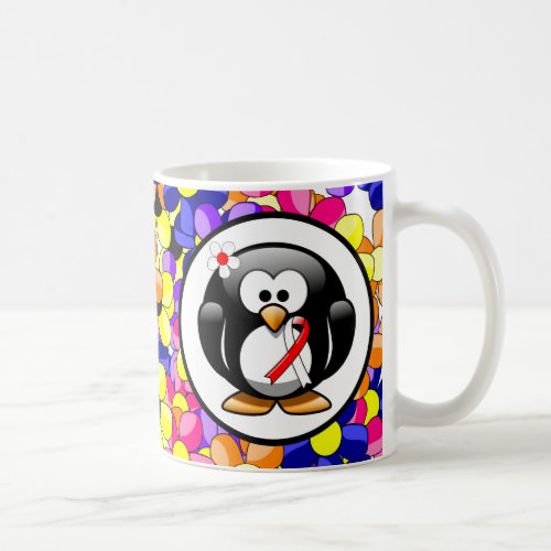 Red and White Ribbon Penguin Coffee Mug