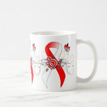 Red and White Ribbon with Butterfly Coffee Mug