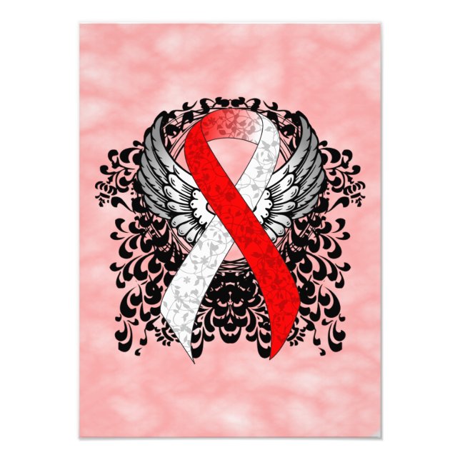 Red and White Ribbon with Wings Photo Print (Front)