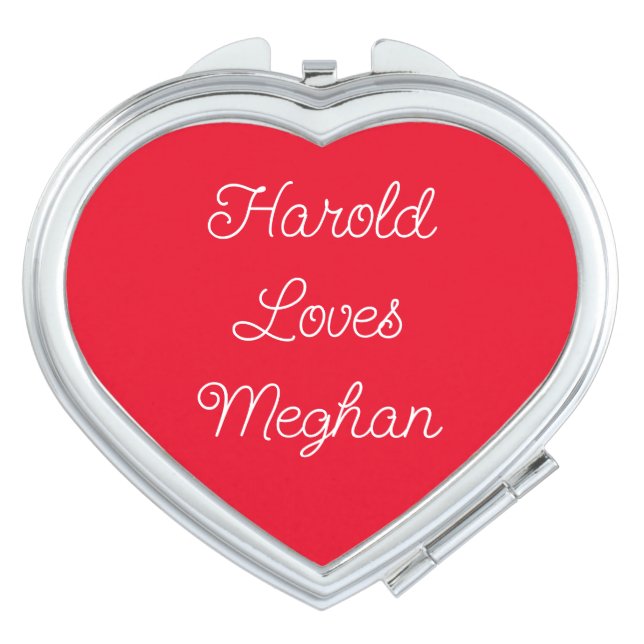 Red and White Romantic Compact Mirror (Front)