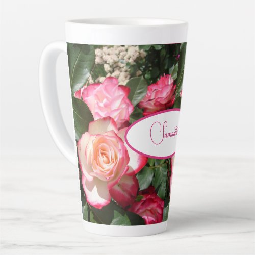 Red and White Rose Flower Floral Roses  Latte Mug