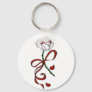 Red and White Rose Keychain