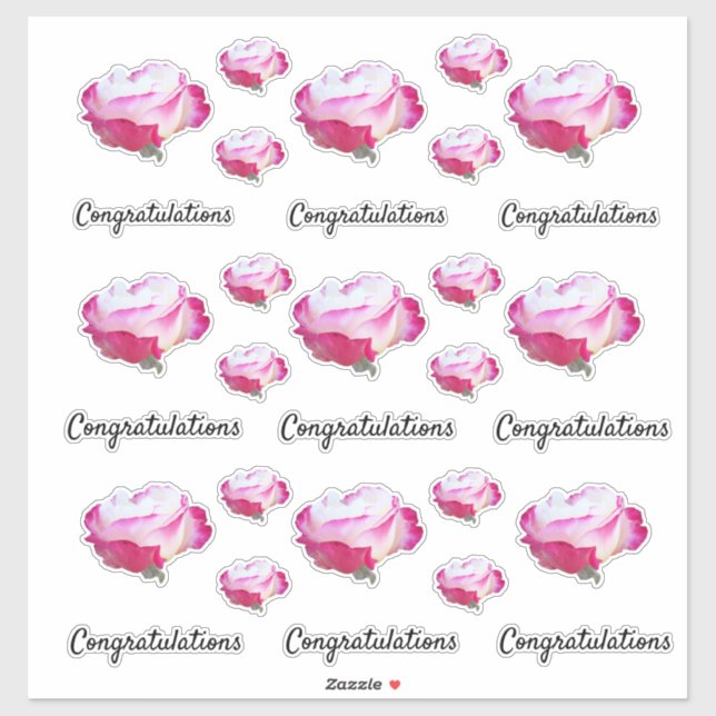 Red and White Rose Photo | Congratulations  Sticker (Sheet)