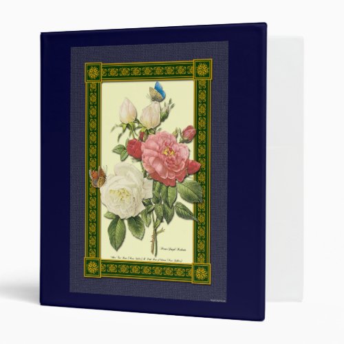 Red and White Roses Botanical Art Binder