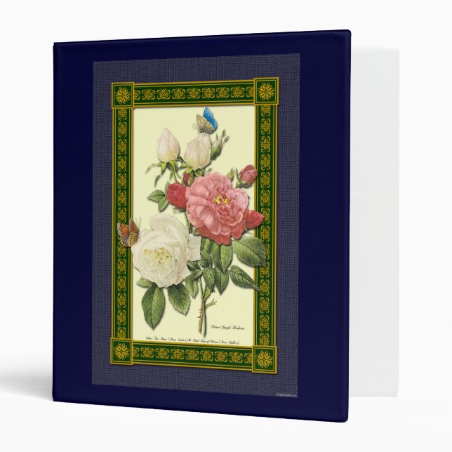 Red and White Roses Botanical Art Binder (Front/Inside)