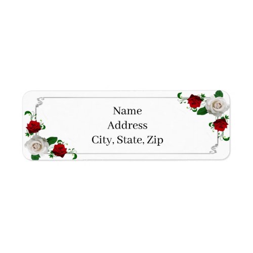 Red And White Roses Christmas Wedding Address Label