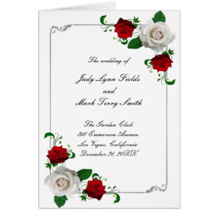Red And White Roses Christmas Wedding Program