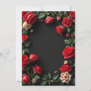 Red and White Roses Custom Floral Wedding Invitation