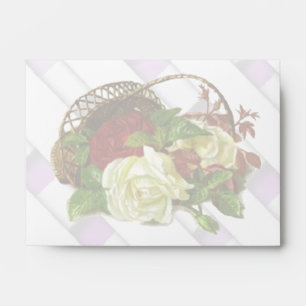 Red and White Roses in a Basket Stationary Envelop Envelope