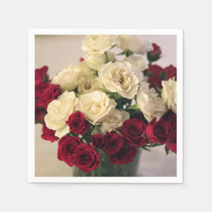 Red and White Roses Paper Napkins