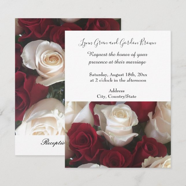 Red and White Roses Wedding Invitation (Front/Back)