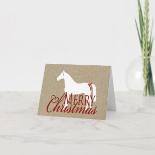 Red and White Rustic Horse Christmas Card