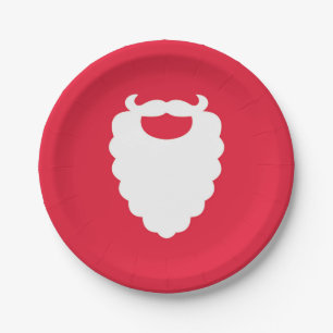 Red and White Santa Beard Modern Holiday Paper Plates