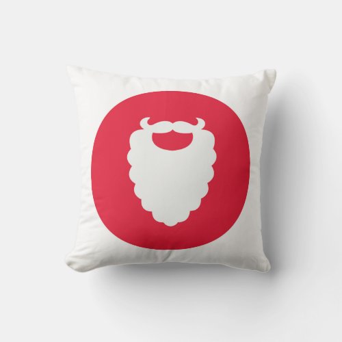 Red and White Santa Beard Modern Holiday Throw Pillow