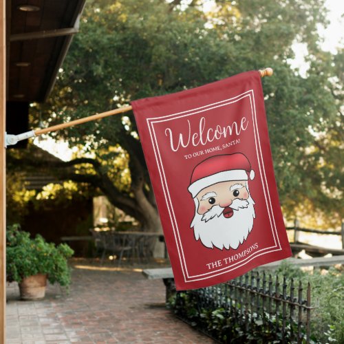 Red And White Santa Claus Head _ Welcome Santa House Flag