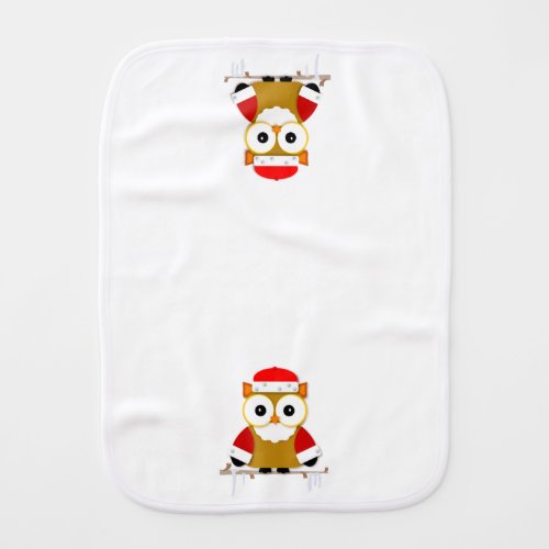 Red and White Santa Owl Kawaii Cartoon Baby Burp Cloth