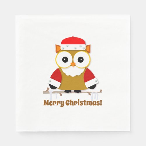 Red and White Santa Owl Kawaii Napkins