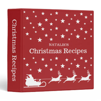 Red And White Santa Sleigh Christmas Recipes 3 Ring Binder