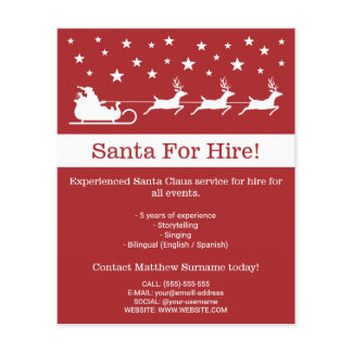 Red And White Santa Sleigh - Santa For Hire Flyer