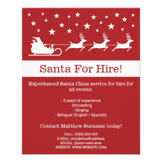 Red And White Santa Sleigh - Santa For Hire Flyer