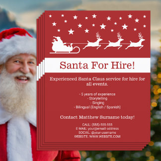 Red And White Santa Sleigh - Santa For Hire Flyer