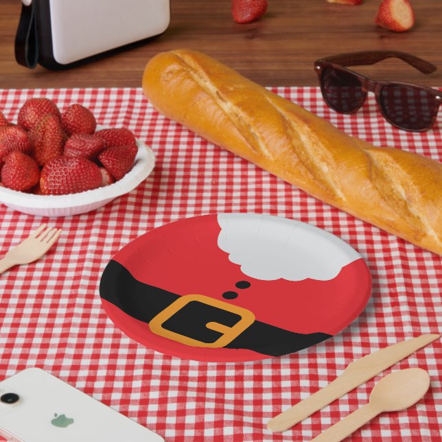 Red and White Santa Suit Christmas Party Paper Plates (Picnic)