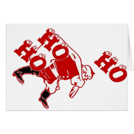 Red and White Santa Walking Ho Ho Ho Art Print (Front Horizontal)