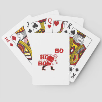 Red and White Santa Walking Ho Ho Ho Art Print Poker Cards