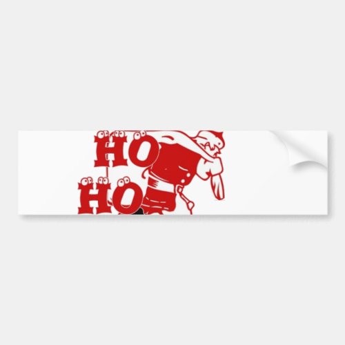 Red and White Santa Walking HoHoHo with gifts Bumper Sticker