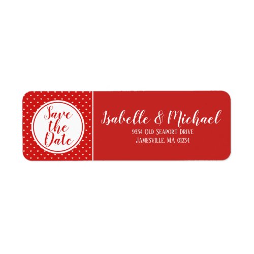 Red and White Save the Date Return Address Labels